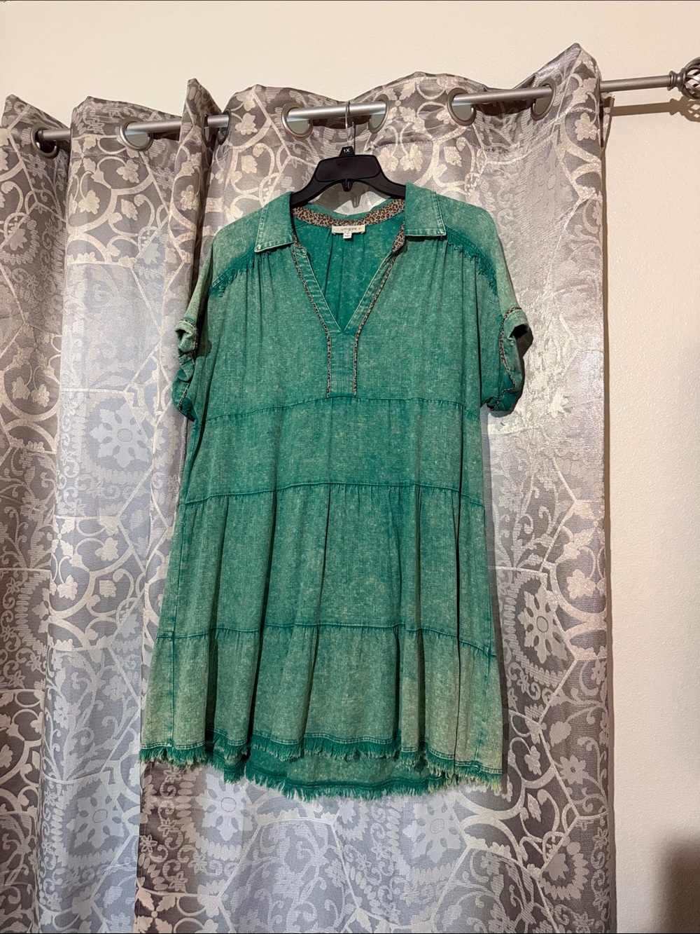 Women’s Green Washed Tiered Dress